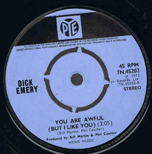 7inch Record DICK EMERY - You Are Awful (But I Like You) 7N45202 Pye Records 1972 UK Rock Used
7inch Record DICK EMERY - You Are Awful (But I Like You) 7N45202 Pye Records 1972 UK Rock Used