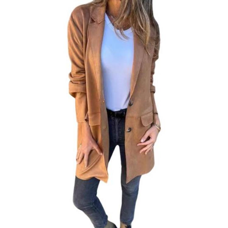 Women Autumn Winter Single Breasted Coat Turn Down Collar Mid Length Pure Color Fake Flap Pocket Commuting Shopping Jacket XXXL коричневий
Women Autumn Winter Single Breasted Coat Turn Down Collar Mid Length Pure Color Fake Flap Pocket Commuting Shopping Jacket XXXL коричневий