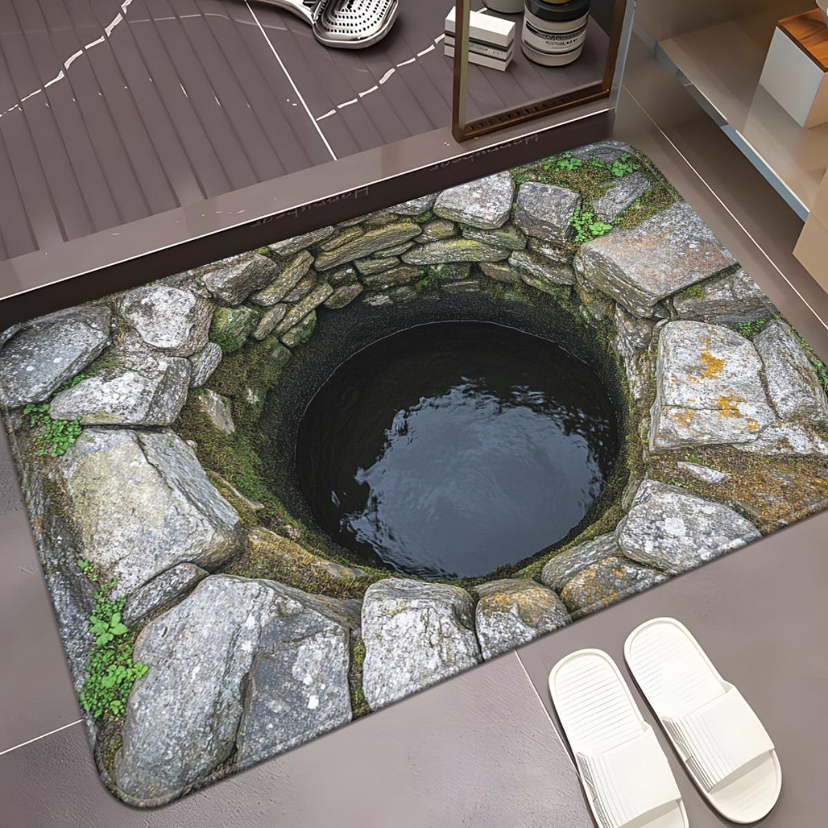 3D Коврик-каменный колодец для ванной комнаты | Уникальные напольные коврики с иллюзией воды | Нескользящие коврики для прихожей Устойчивый к скольжению ковер 50x80cm
3D Коврик-каменный колодец для ванной комнаты | Уникальные напольные коврики с иллюзией воды | Нескользящие коврики для прихожей Устойчивый к скольжению ковер 50x80cm