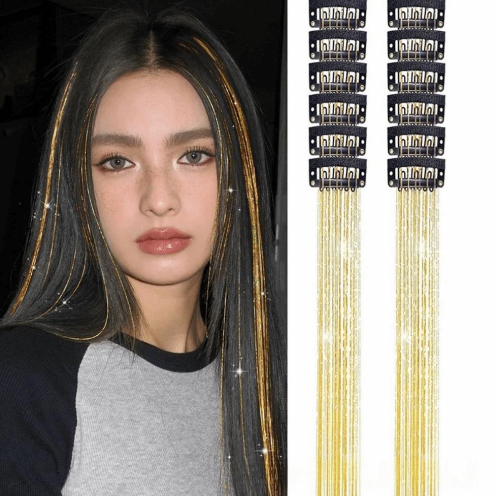 12Pcs Sparkle Glitter Tinsel Hair Heat Resistant Hair Tinsel Kit Highlights Hair Accessories Set 3
12Pcs Sparkle Glitter Tinsel Hair Heat Resistant Hair Tinsel Kit Highlights Hair Accessories Set 3