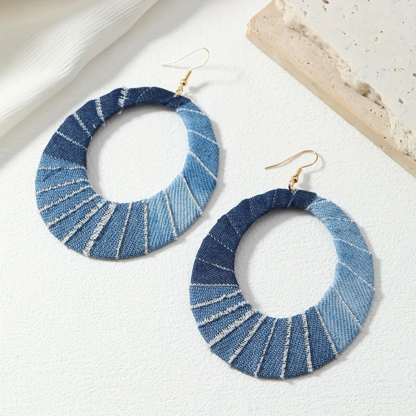 Vintage Style Denim Hoop Earrings, Large Circle Statement Drop & Dangle, Stainless Steel Ear Needle, - for Party & Vacation Occasions, One Pair синий
Vintage Style Denim Hoop Earrings, Large Circle Statement Drop & Dangle, Stainless Steel Ear Needle, - for Party & Vacation Occasions, One Pair синий