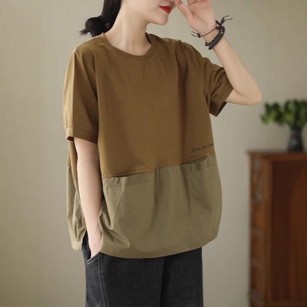 Women s Short Sleeve Cotton T-Shirt - Letter Print, Double Pocket, Loose Fit, Slimming Summer Pullover Top One Size
Women s Short Sleeve Cotton T-Shirt - Letter Print, Double Pocket, Loose Fit, Slimming Summer Pullover Top One Size