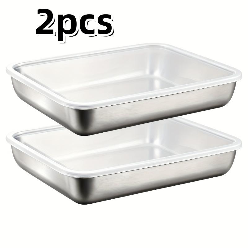 2Pcs Stainless Steel Food Trays with Lids, Stackable Kitchens Accessories, Stores Knives, For Kitchen Food Storage & Serving
2Pcs Stainless Steel Food Trays with Lids, Stackable Kitchens Accessories, Stores Knives, For Kitchen Food Storage & Serving