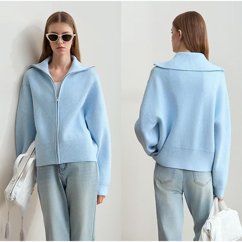 Western Style New Fashion Lapel Zip-up Long sleeve Knit cardigan Sweater Outerwear Loose Knit Sweater Sky Blue All yards
Western Style New Fashion Lapel Zip-up Long sleeve Knit cardigan Sweater Outerwear Loose Knit Sweater Sky Blue All yards