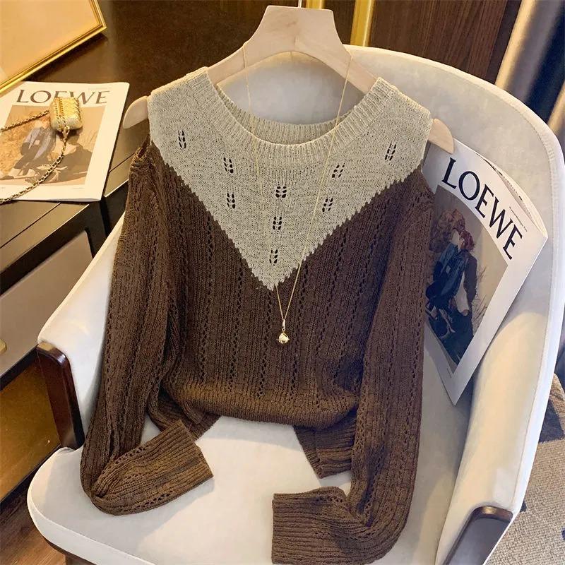 Spring and Autumn Hollow Knitted Sweater Women s New Design Fashion Sweater Unique and Exquisite High-end Temperament Top XL коричневий
Spring and Autumn Hollow Knitted Sweater Women s New Design Fashion Sweater Unique and Exquisite High-end Temperament Top XL коричневий