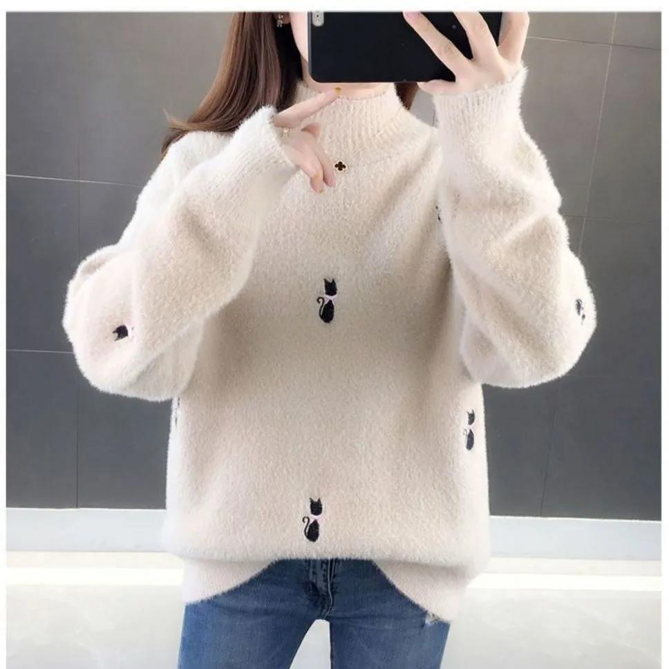 Тонкий свитер из норковой шерсти для женщин на осень-весну, свободного стиля, с ленивым высоким воротником и вязаной майкой с бархатной подкладкой. S
Тонкий свитер из норковой шерсти для женщин на осень-весну, свободного стиля, с ленивым высоким воротником и вязаной майкой с бархатной подкладкой. S