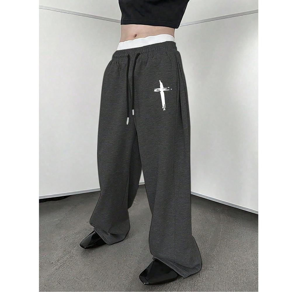 Men s Black Jogging Pants Simple White Cross Print Casual Sportswear Pants Elastic Band Pants XXL темно-сірий
Men s Black Jogging Pants Simple White Cross Print Casual Sportswear Pants Elastic Band Pants XXL темно-сірий