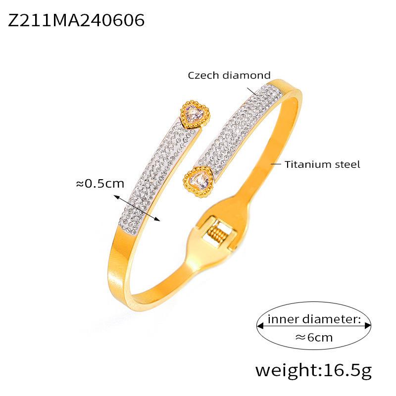 Невицвітаючий браслет із відкритою пружиною з титанової сталі, модний світлий розкішний браслет із діамантами циганської зірки, точкове постачання
Невицвітаючий браслет із відкритою пружиною з титанової сталі, модний світлий розкішний браслет із діамантами циганської зірки, точкове постачання