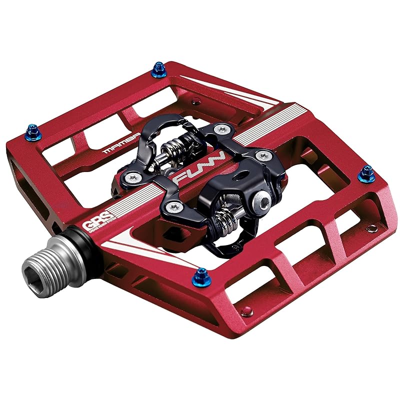 Funn Mamba clipless pedal Set, spring mechanism, double-sided cleat, SPD compatible, binding pedal, applicable to mountain bikes (MTB) (red)
Funn Mamba clipless pedal Set, spring mechanism, double-sided cleat, SPD compatible, binding pedal, applicable to mountain bikes (MTB) (red)