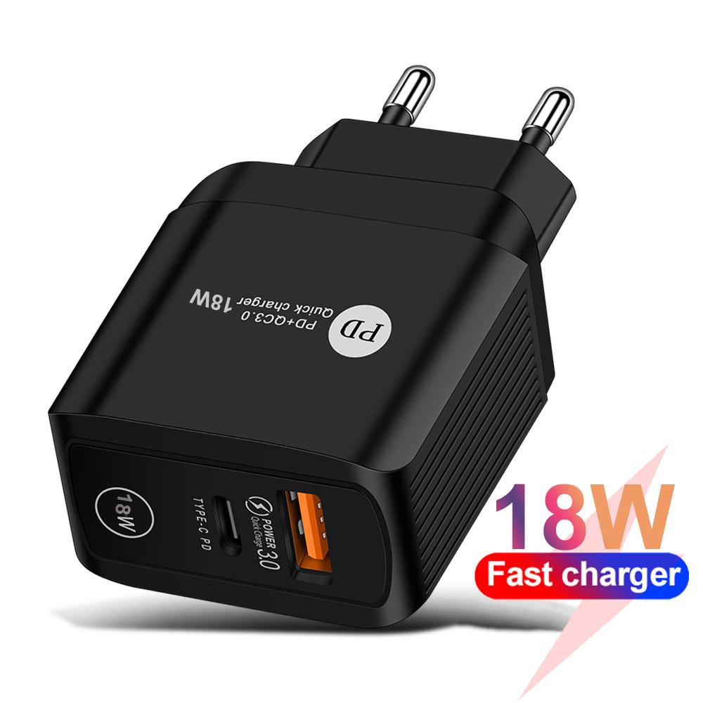 QC3.0+PD18W Fast Charger for Type-C Devices, Compatible with QC3.0 & PD18W EU Plug чорний
QC3.0+PD18W Fast Charger for Type-C Devices, Compatible with QC3.0 & PD18W EU Plug чорний