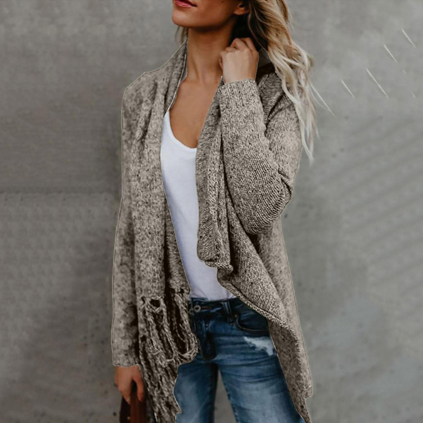 Women Stripes Fall TasselsGradient Shawl Hem Fringe Loose Sweater L хакі
Women Stripes Fall TasselsGradient Shawl Hem Fringe Loose Sweater L хакі