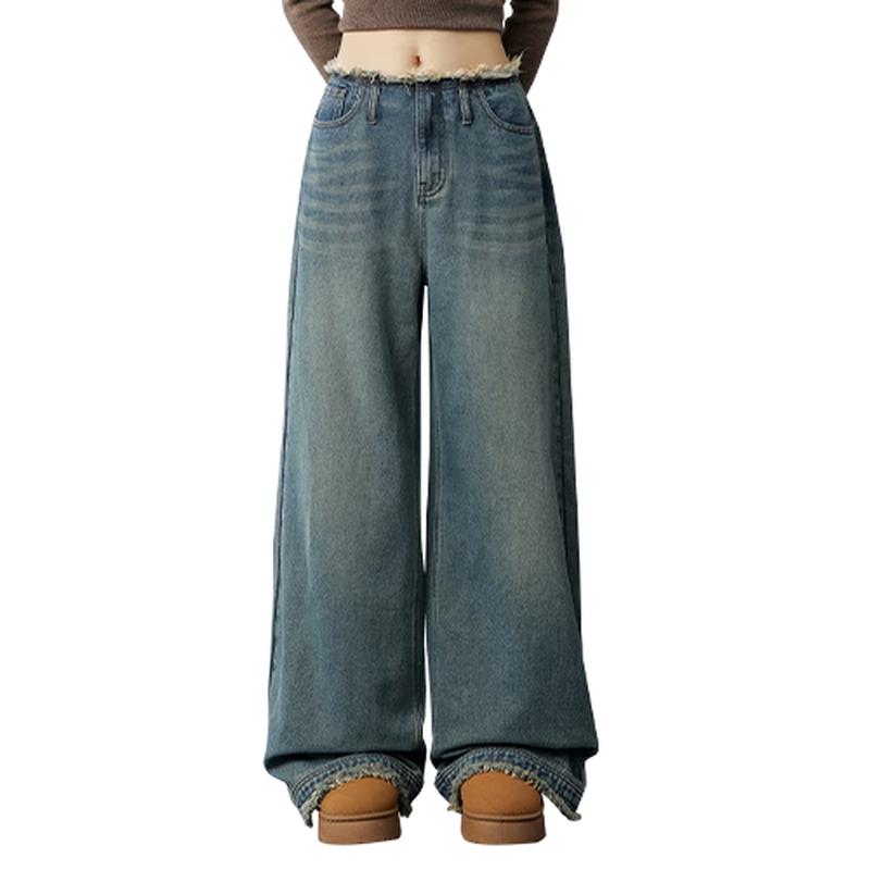 UNIFREE Women s Low-Waist Retro Frayed Straight Wide-Leg Jeans L
UNIFREE Women s Low-Waist Retro Frayed Straight Wide-Leg Jeans L