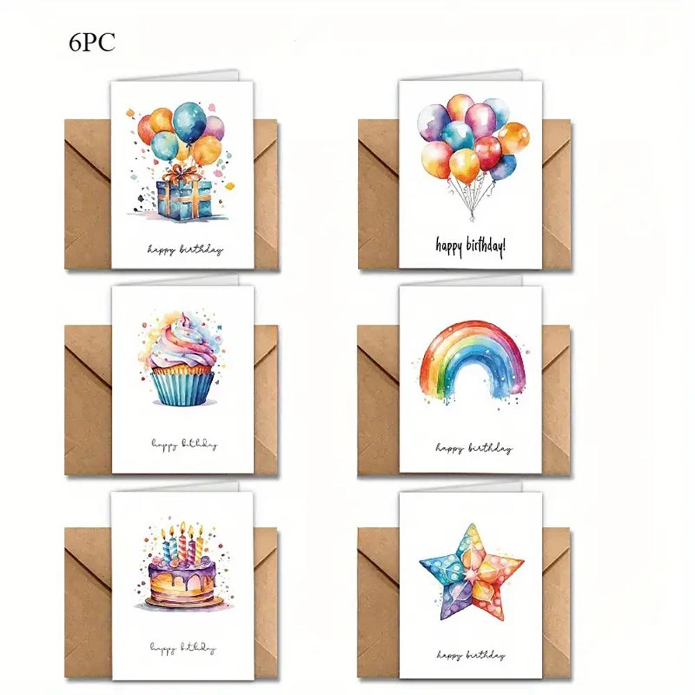 6-piece watercolor birthday card set with unique and bright design suitable for everyone, perfect for birthdays белый
6-piece watercolor birthday card set with unique and bright design suitable for everyone, perfect for birthdays белый