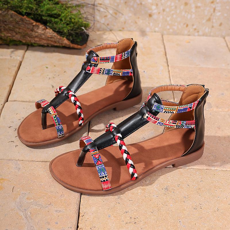 Fashion Plus Size 35-43 Women Sandals Summer New Bohemian Style Retro Gladiator Flat Shoes Mix Colors Patchwork Back Zip Rome Sandals 35
Fashion Plus Size 35-43 Women Sandals Summer New Bohemian Style Retro Gladiator Flat Shoes Mix Colors Patchwork Back Zip Rome Sandals 35