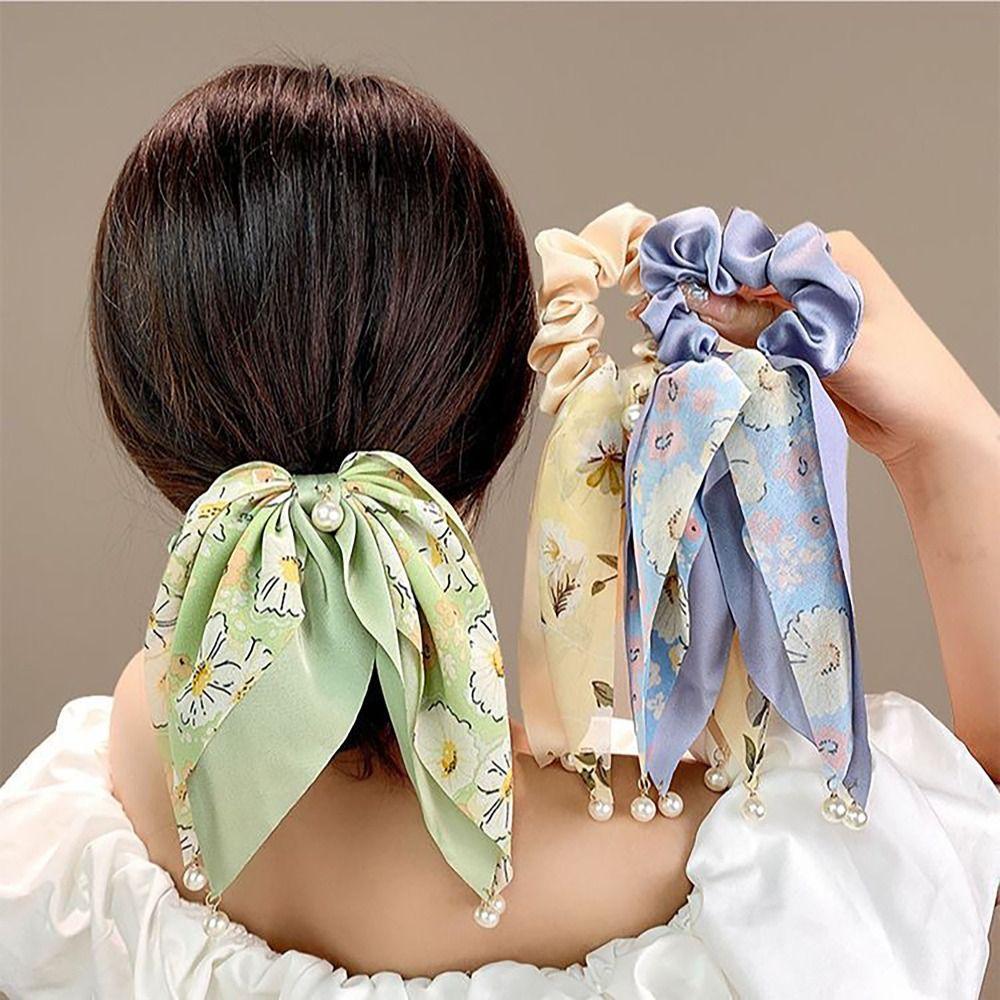 Галстук-бабочка для волос с жемчужной подвеской, элегантная резинка для волос для женщин 
Галстук-бабочка для волос с жемчужной подвеской, элегантная резинка для волос для женщин