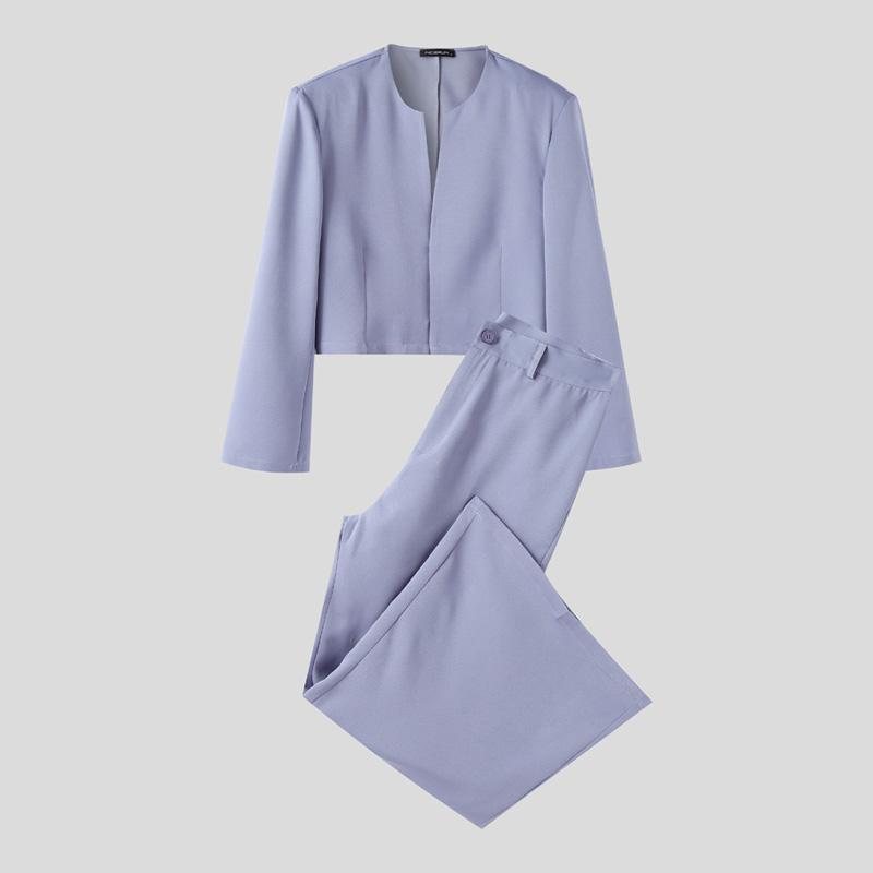 INCERUN Men Outfits Long Sleeve Cropped Tops and Long Flare Pants Casual Sets 5XL синій
INCERUN Men Outfits Long Sleeve Cropped Tops and Long Flare Pants Casual Sets 5XL синій