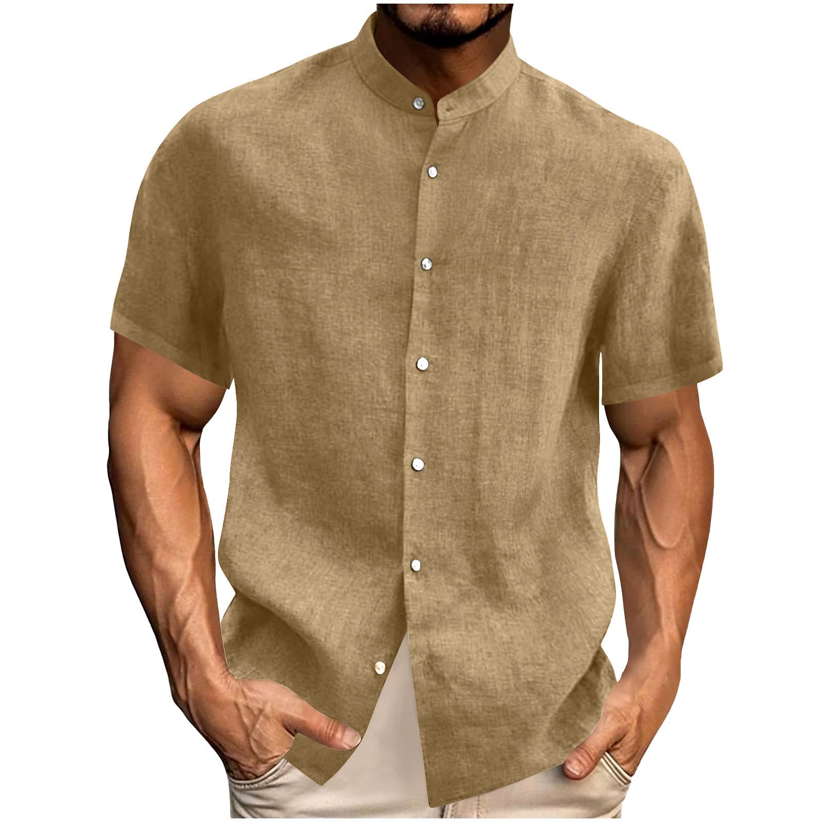 Men s Fashionable Color Round Neck Short Sleeved Button Loose Casual Cotton And Linen Top M
Men s Fashionable Color Round Neck Short Sleeved Button Loose Casual Cotton And Linen Top M