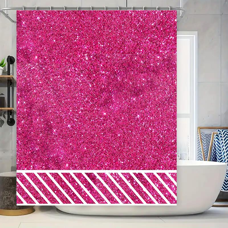 Pink Glitter Shower Curtain With Stripe Pattern: Bathroom Decor For Kids Room Home Textiles, Bath Accessories, Waterproof Liner W60H190(CM)-1 Pcs
Pink Glitter Shower Curtain With Stripe Pattern: Bathroom Decor For Kids Room Home Textiles, Bath Accessories, Waterproof Liner W60H190(CM)-1 Pcs