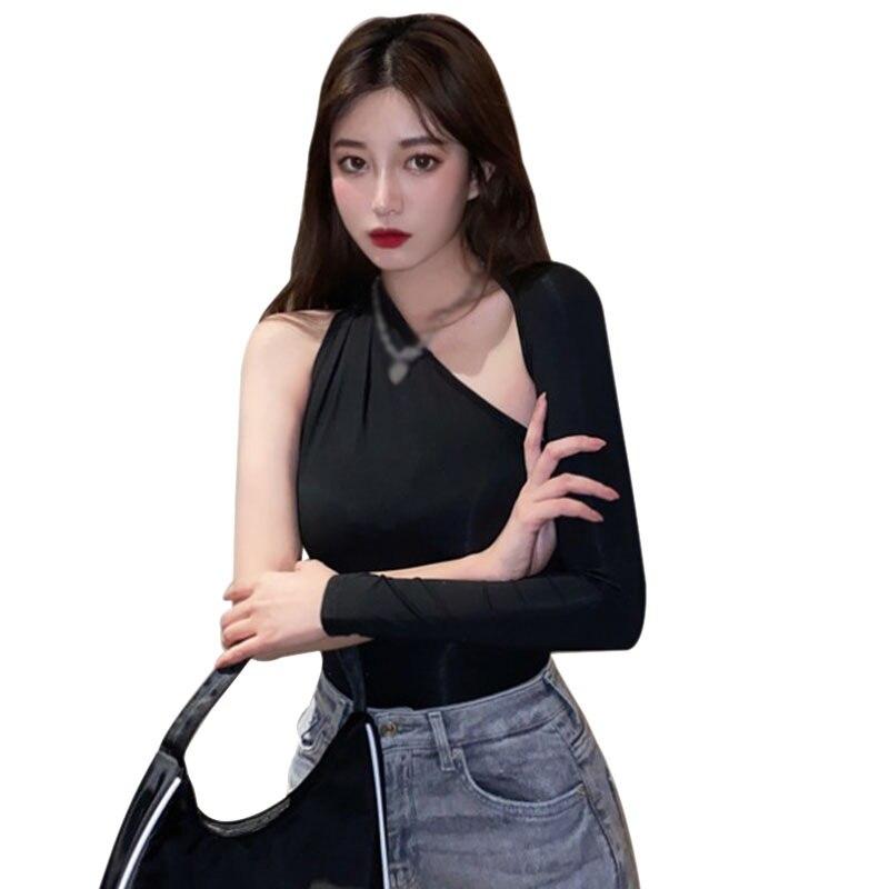 Женская мода Наклонное плечо Сексуальный Тонкий без бретелек с длинным рукавом Топы One Size чёрный
Женская мода Наклонное плечо Сексуальный Тонкий без бретелек с длинным рукавом Топы One Size чёрный