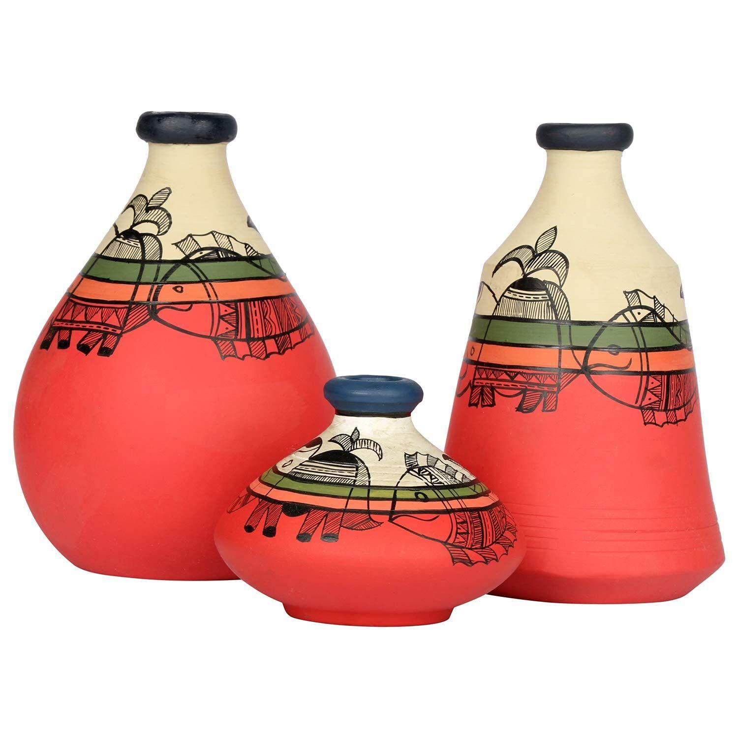 Earthenware Madhubani Jungle Pink Handpainted Terracotta Oblong Flower Vase, Terracotta Decorative For Home Decor
Earthenware Madhubani Jungle Pink Handpainted Terracotta Oblong Flower Vase, Terracotta Decorative For Home Decor