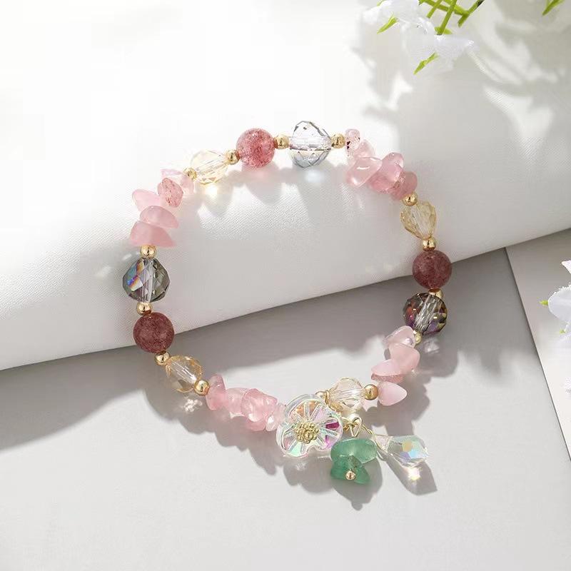 Strawberry crystal powder crystal gravel flower bracelet Bangles Women Fashion Jewelry accessories Gift
Strawberry crystal powder crystal gravel flower bracelet Bangles Women Fashion Jewelry accessories Gift