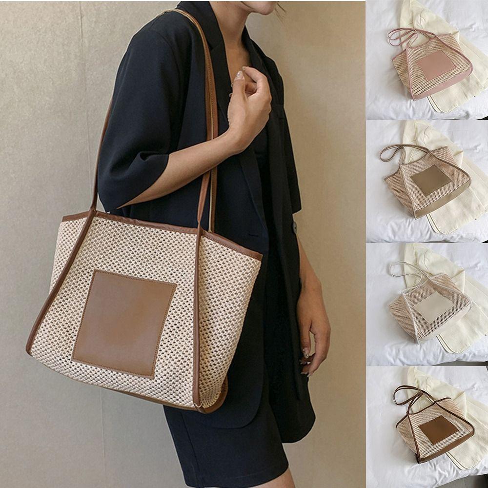 Knitted Straw Woven Shoulder Bag Pu Leather Mesh Beach Bag Fashion Holiday коричневый 
Knitted Straw Woven Shoulder Bag Pu Leather Mesh Beach Bag Fashion Holiday коричневый