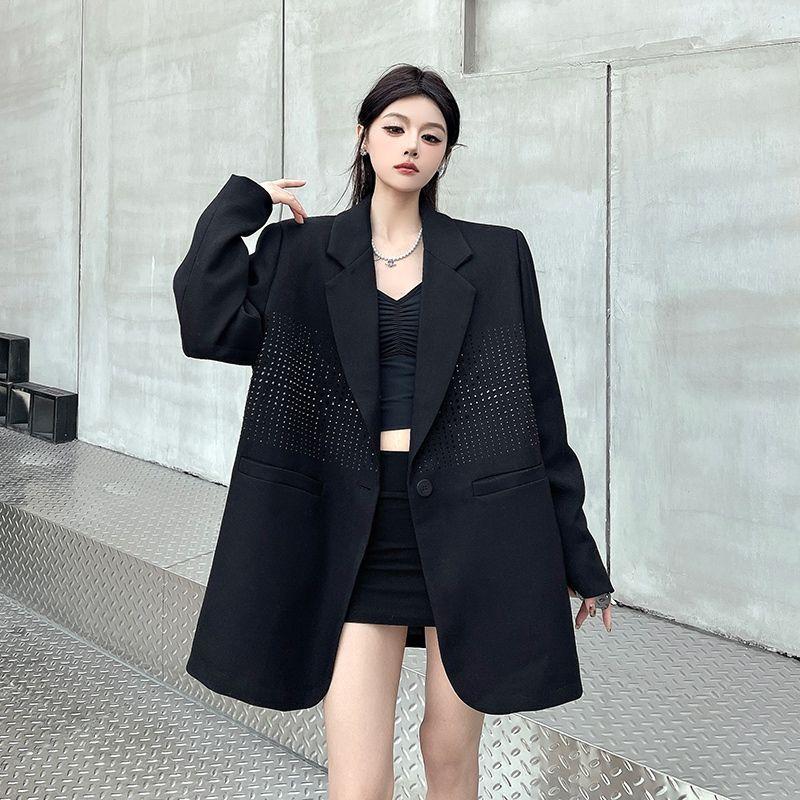 Spring Autumn High Sense Black Blazer Women Light Luxury Rhinestone Niche Design Padded Shoulder Oversized Trendy Fashion Coat XL чорний
Spring Autumn High Sense Black Blazer Women Light Luxury Rhinestone Niche Design Padded Shoulder Oversized Trendy Fashion Coat XL чорний