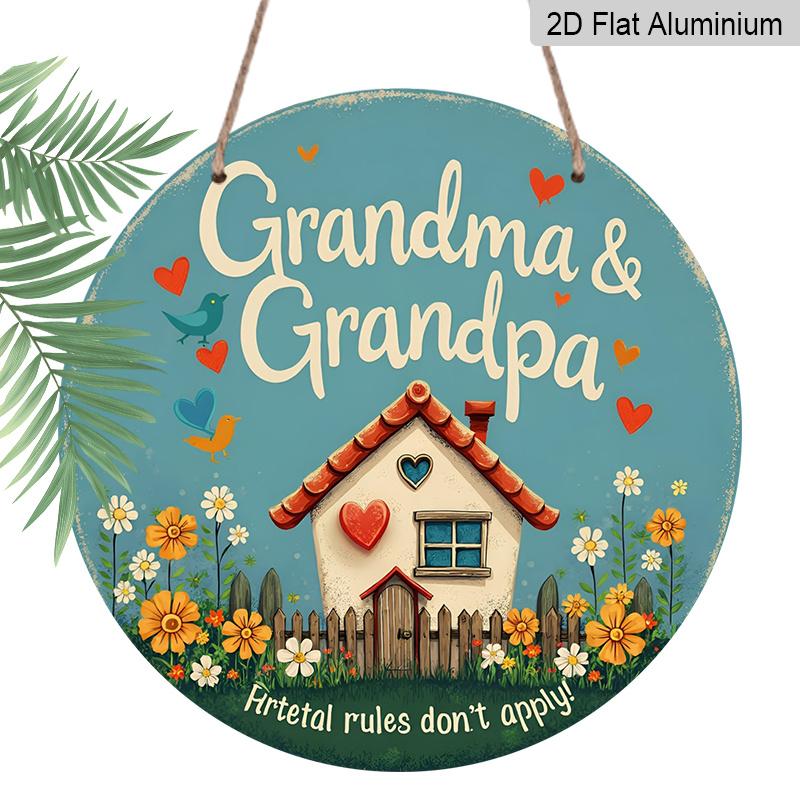 2D Flat, 1pc Vintage Round Aluminum Wall Sign, Grandparents Themed Decor with Grandma & Grandpa Where Rules Don t Apply Quote, Hanging Ornament for 7.87×7.87inch
2D Flat, 1pc Vintage Round Aluminum Wall Sign, Grandparents Themed Decor with Grandma & Grandpa Where Rules Don t Apply Quote, Hanging Ornament for 7.87×7.87inch