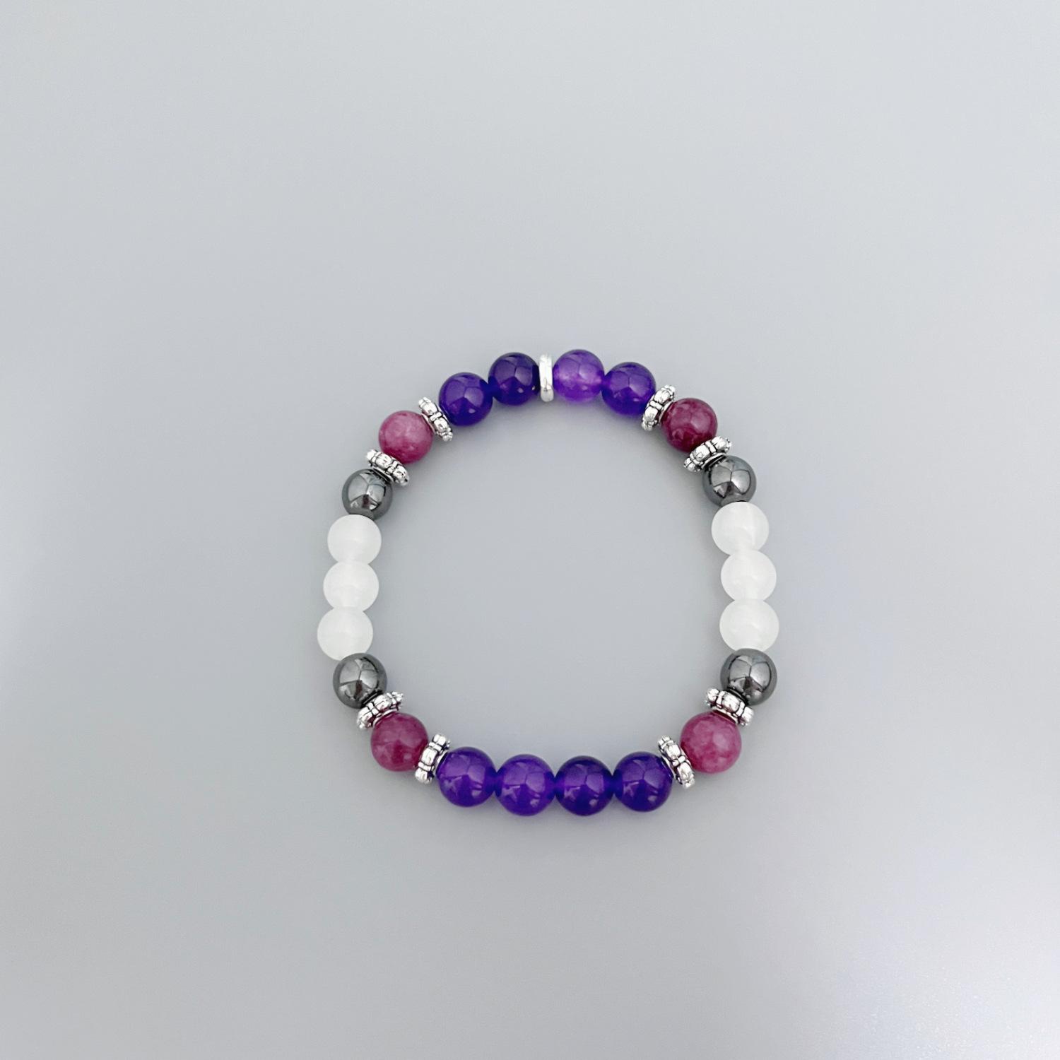 8mm Amethyst, Lepidolite, Hematite, and White Crystal Hand-woven Bracelet
8mm Amethyst, Lepidolite, Hematite, and White Crystal Hand-woven Bracelet