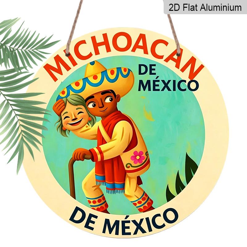 2D Flat, 1pc Round Aluminum Hanging Sign - Michoacan De Mexico Folk Art Metal Wall Decor, Retro Mexican Traditional Character Design, Perfect for 7.87x7.87inch
2D Flat, 1pc Round Aluminum Hanging Sign - Michoacan De Mexico Folk Art Metal Wall Decor, Retro Mexican Traditional Character Design, Perfect for 7.87x7.87inch