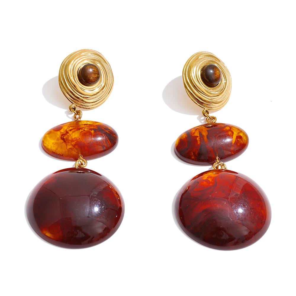 Yhpup Amber Resin Acrylic Round Drop Earrings for Women Stainless Steel Autumn Winter Daily Retro Trending Jewelry Rust Proof
Yhpup Amber Resin Acrylic Round Drop Earrings for Women Stainless Steel Autumn Winter Daily Retro Trending Jewelry Rust Proof