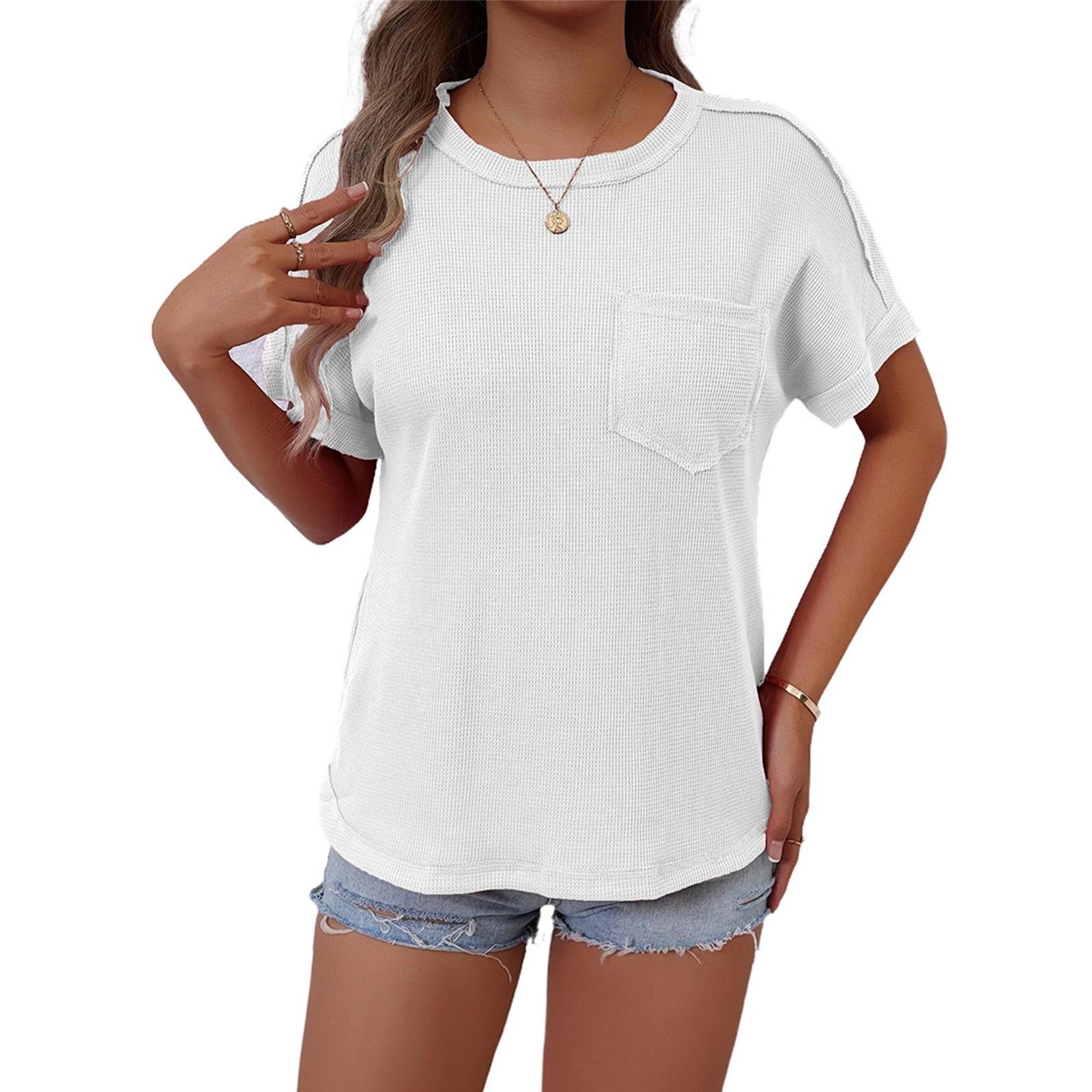 Женская мода однотонный круглый вырез короткий рукав карман свитер повседневная футболка топ XL белый
Женская мода однотонный круглый вырез короткий рукав карман свитер повседневная футболка топ XL белый