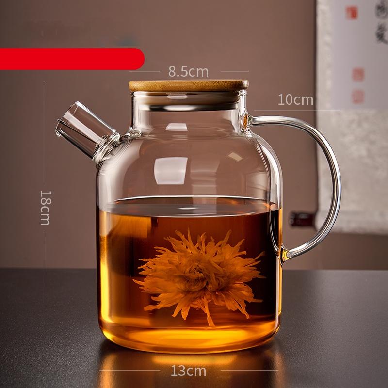 Прозрачный стеклянный чайник для дома и кухни, чайник для пуэра с деревянной крышкой, чайный сервиз, кофейная и чайная посуда
