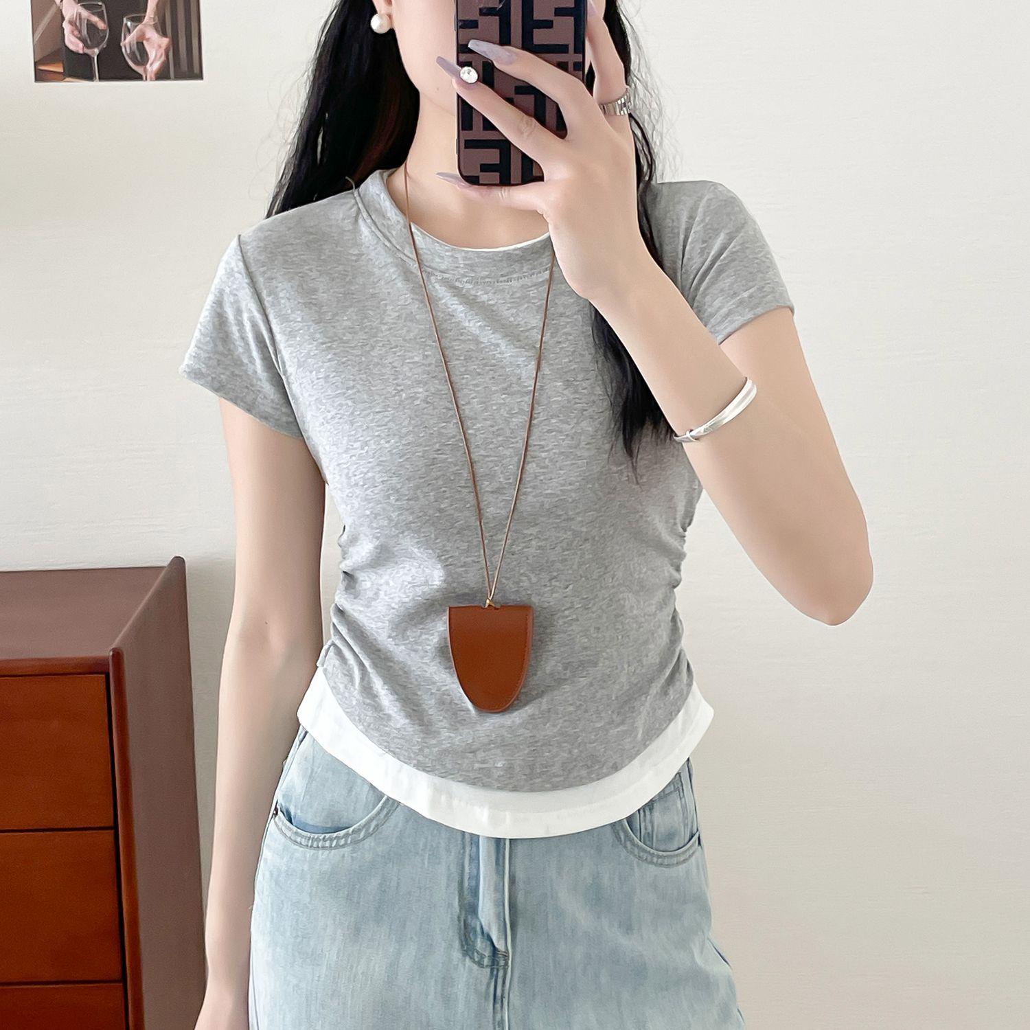 92% Cotton 8% Spandex Spicy Girl Color Block Crew Neck Ruched Waist Short Sleeve T-Shirt Large
92% Cotton 8% Spandex Spicy Girl Color Block Crew Neck Ruched Waist Short Sleeve T-Shirt Large