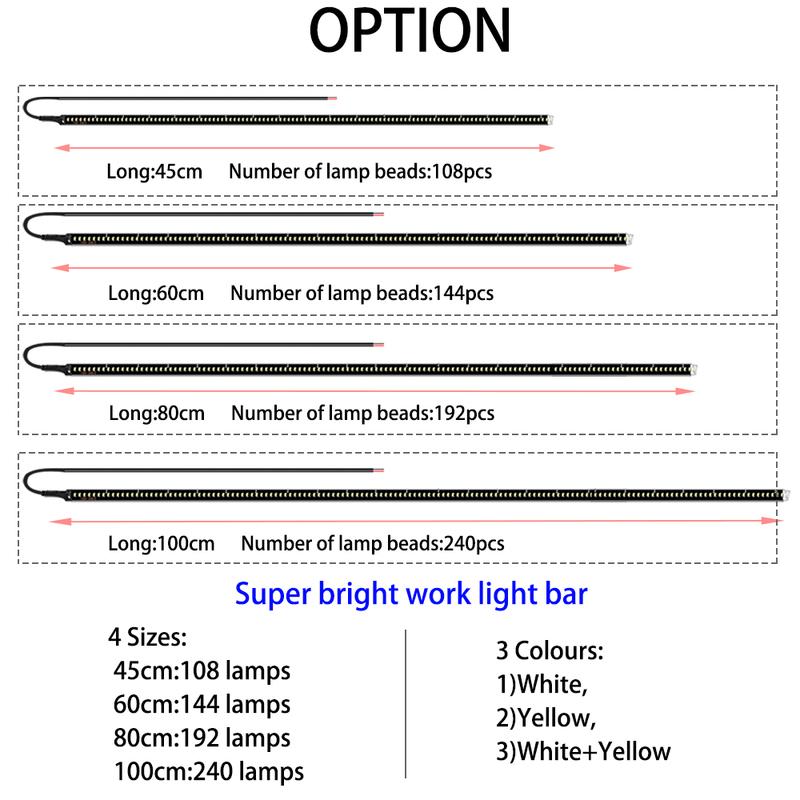 Car Side LED Light,17.8 -39.4 Exterior Aluminum PCB Waterproof Work light strip, Night camping light strip, Indoor deco 2pcs White and Yellow
Car Side LED Light,17.8 -39.4 Exterior Aluminum PCB Waterproof Work light strip, Night camping light strip, Indoor deco 2pcs White and Yellow