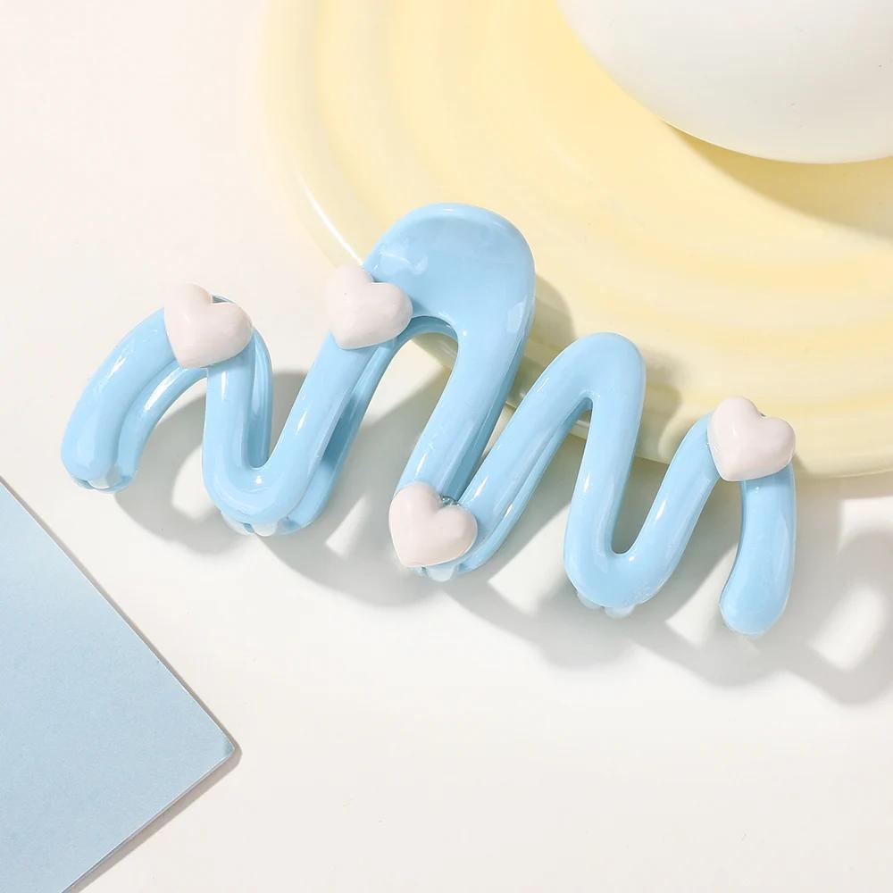 Blue Heart Wave Shaped Hair Claw Cream Color Clips For Women Sweet Cute Irregular Shark Clip Large Ponytail Clip Hairpins Quality
Blue Heart Wave Shaped Hair Claw Cream Color Clips For Women Sweet Cute Irregular Shark Clip Large Ponytail Clip Hairpins Quality