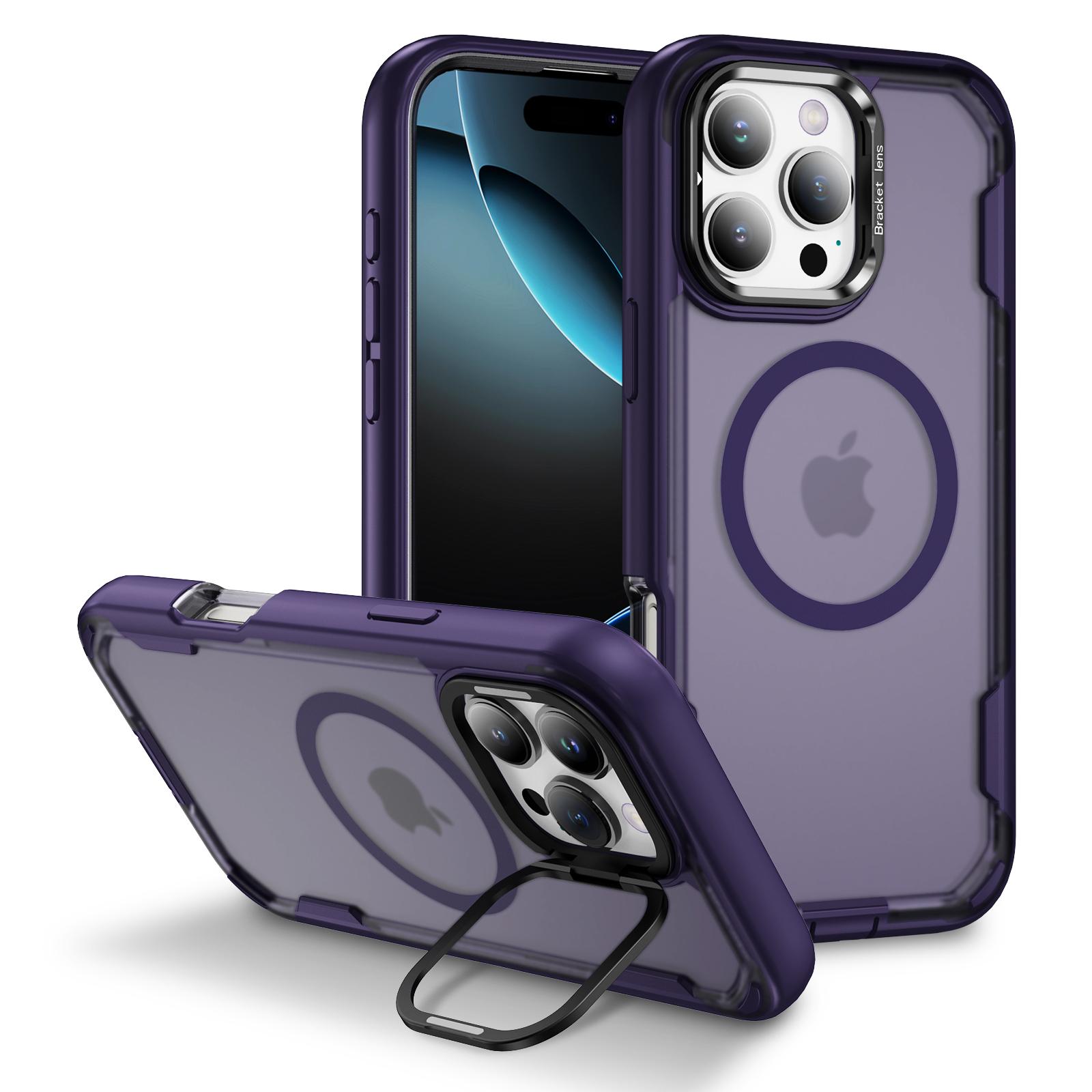 For iPhone 16 Pro Max Case Compatible with MagSafe Lens Frame Kickstand TPU+PC Shockproof Phone Cover Purple Bright Purple
For iPhone 16 Pro Max Case Compatible with MagSafe Lens Frame Kickstand TPU+PC Shockproof Phone Cover Purple Bright Purple