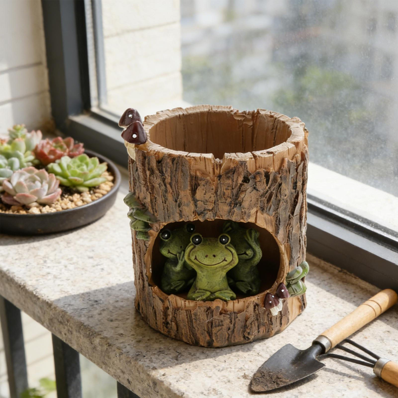 Tree Stump Small Flower Pot Desktop Ornament Multifunctional Resin Planter Plant for Patio Frog
Tree Stump Small Flower Pot Desktop Ornament Multifunctional Resin Planter Plant for Patio Frog