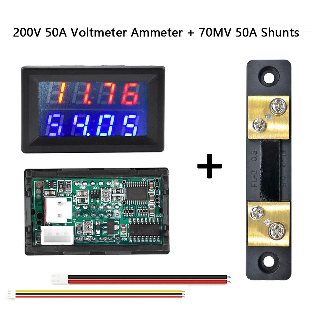 DC100V/200V 50A/100A Digital Voltmeter Ammeter 4 Bits 0.28 Dual LED Amp Volt Voltage Current Meter Detector Tester with Shunts
DC100V/200V 50A/100A Digital Voltmeter Ammeter 4 Bits 0.28 Dual LED Amp Volt Voltage Current Meter Detector Tester with Shunts