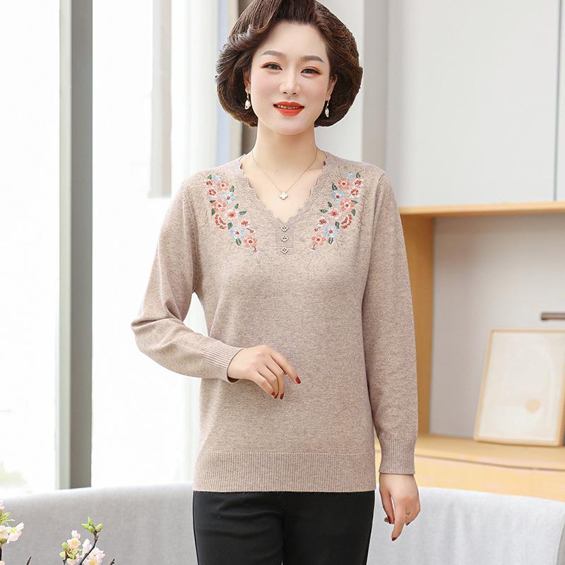 Stylish Embroidered Wool Sweater for Mid-Aged & Elderly Women - Lightweight Knit T-Shirt, Perfect for Spring & Autumn L (105-120 jin) верблюд
Stylish Embroidered Wool Sweater for Mid-Aged & Elderly Women - Lightweight Knit T-Shirt, Perfect for Spring & Autumn L (105-120 jin) верблюд