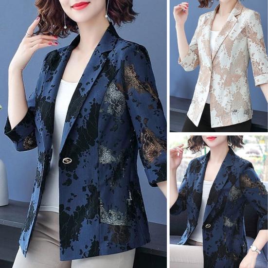 Женский пиджак Slim Fit с рукавом 3/4 и лацканами на одной пуговице, тонкий офисный пиджак с уникальным принтом и кружевной строчкой, верхняя одежда
Женский пиджак Slim Fit с рукавом 3/4 и лацканами на одной пуговице, тонкий офисный пиджак с уникальным принтом и кружевной строчкой, верхняя одежда
