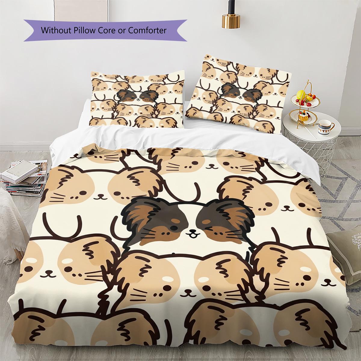 Papillon dog Pattern Bedding Quilt Set Quilt Cover Pillowcase Home Decoration Birthday Gift (1 * duvet cover + 2 * pillowcase, without core) 135x200cm
Papillon dog Pattern Bedding Quilt Set Quilt Cover Pillowcase Home Decoration Birthday Gift (1 * duvet cover + 2 * pillowcase, without core) 135x200cm