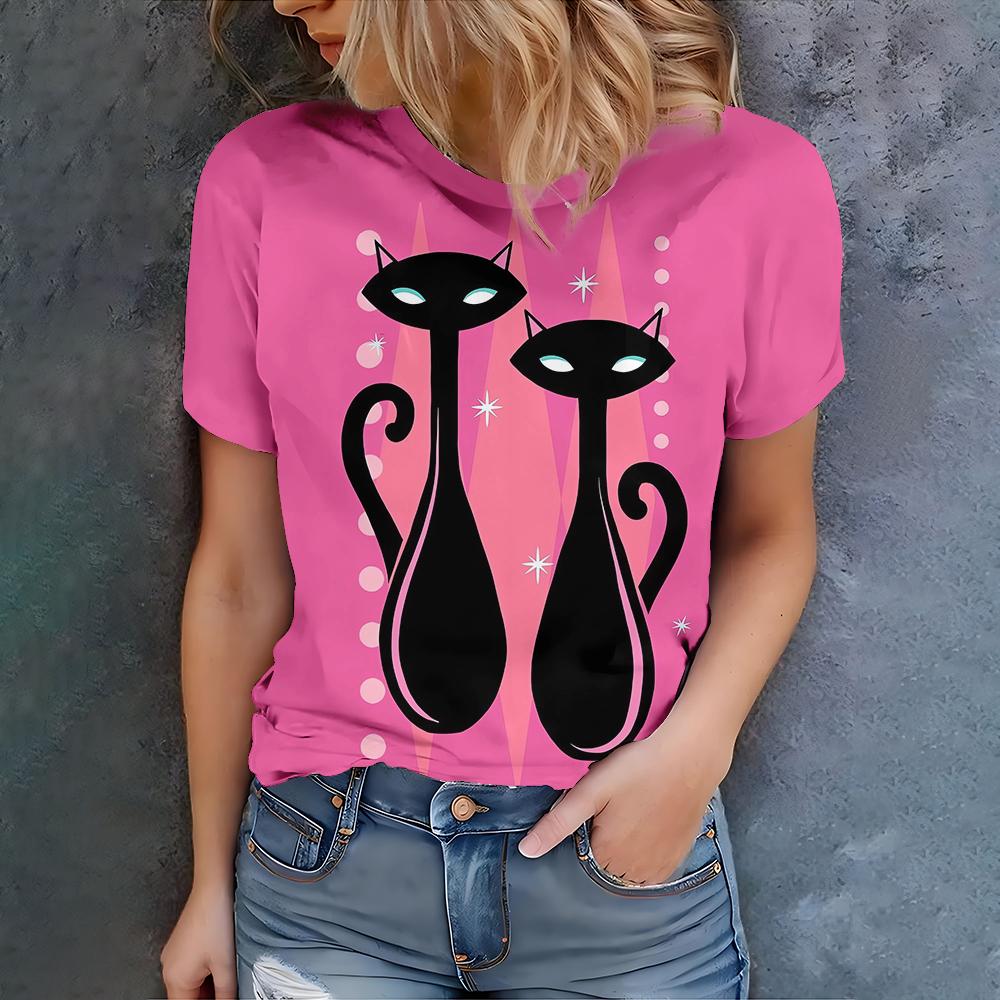 Pink creative two black cat women s round neck T-shirt, personalized artistic style - new summer products in 2025 S
Pink creative two black cat women s round neck T-shirt, personalized artistic style - new summer products in 2025 S