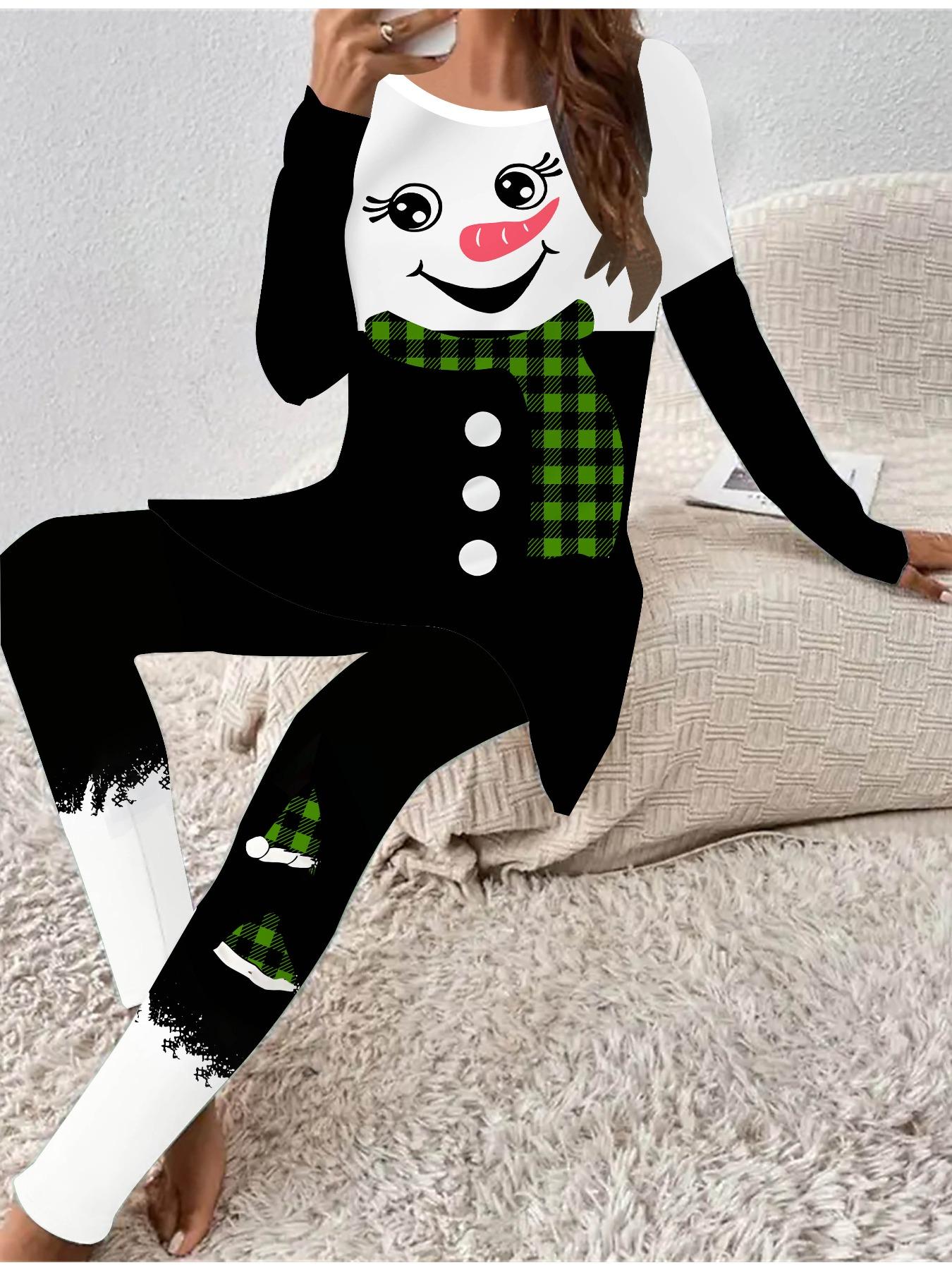 Евро-американская мода 3D Рождественский принт Женский четырехсезонный комплект из двух предметов: футболка с длинным рукавом + длинные брюки. Идеальный подарок на Новый год и Рождество 8XL зелёный
Евро-американская мода 3D Рождественский принт Женский четырехсезонный комплект из двух предметов: футболка с длинным рукавом + длинные брюки. Идеальный подарок на Новый год и Рождество 8XL зелёный