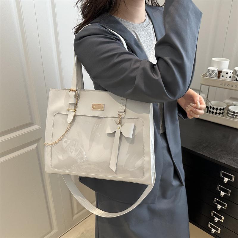 New bow trend large capacity girl personality transparent sweet portable shoulder tote bag чорний
New bow trend large capacity girl personality transparent sweet portable shoulder tote bag чорний