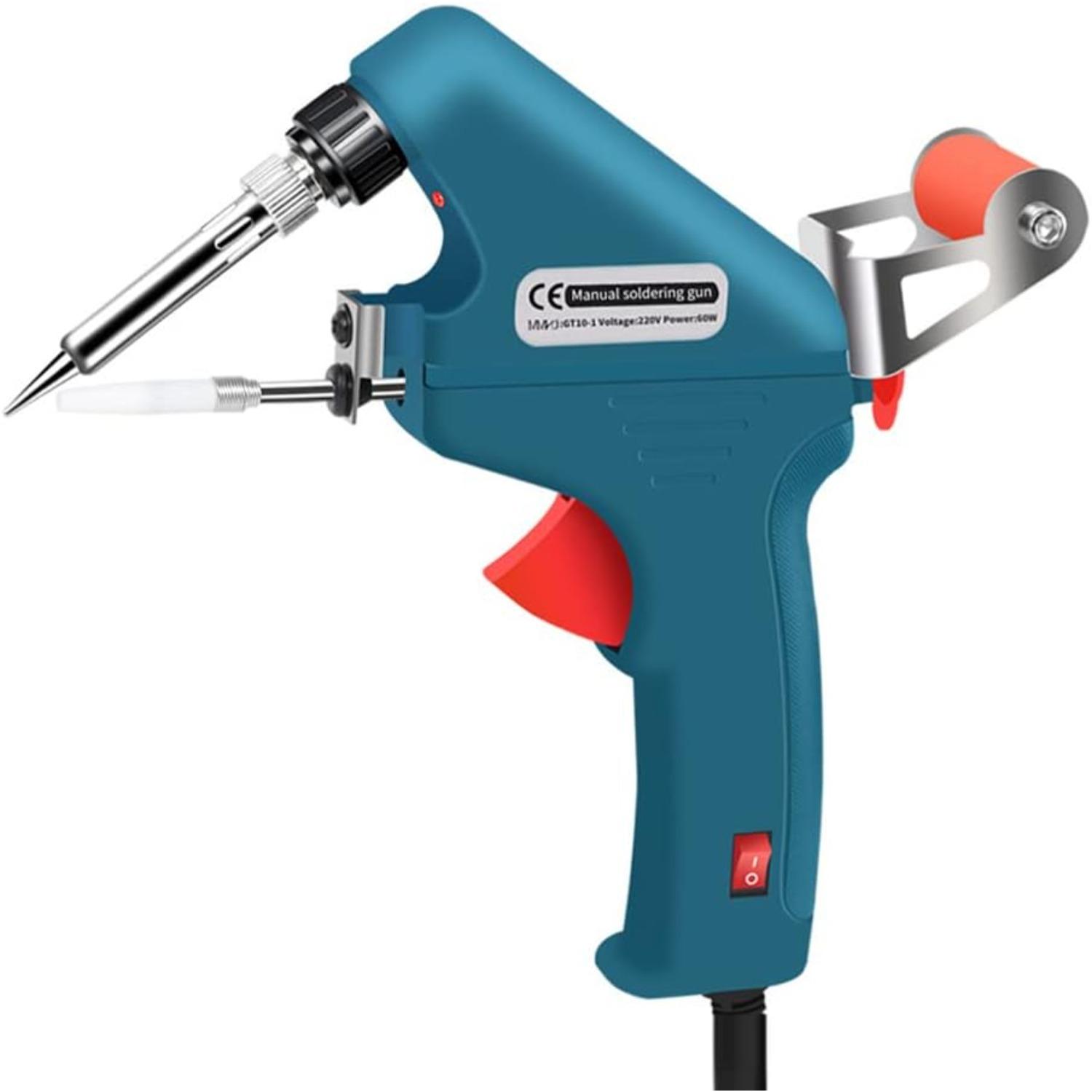 Weytoll 60W Handheld Soldering Iron, Soldering Gun, Automatic Tin Feeding Machine Electronic Welding Tool for DIY Home Repairing синій
Weytoll 60W Handheld Soldering Iron, Soldering Gun, Automatic Tin Feeding Machine Electronic Welding Tool for DIY Home Repairing синій