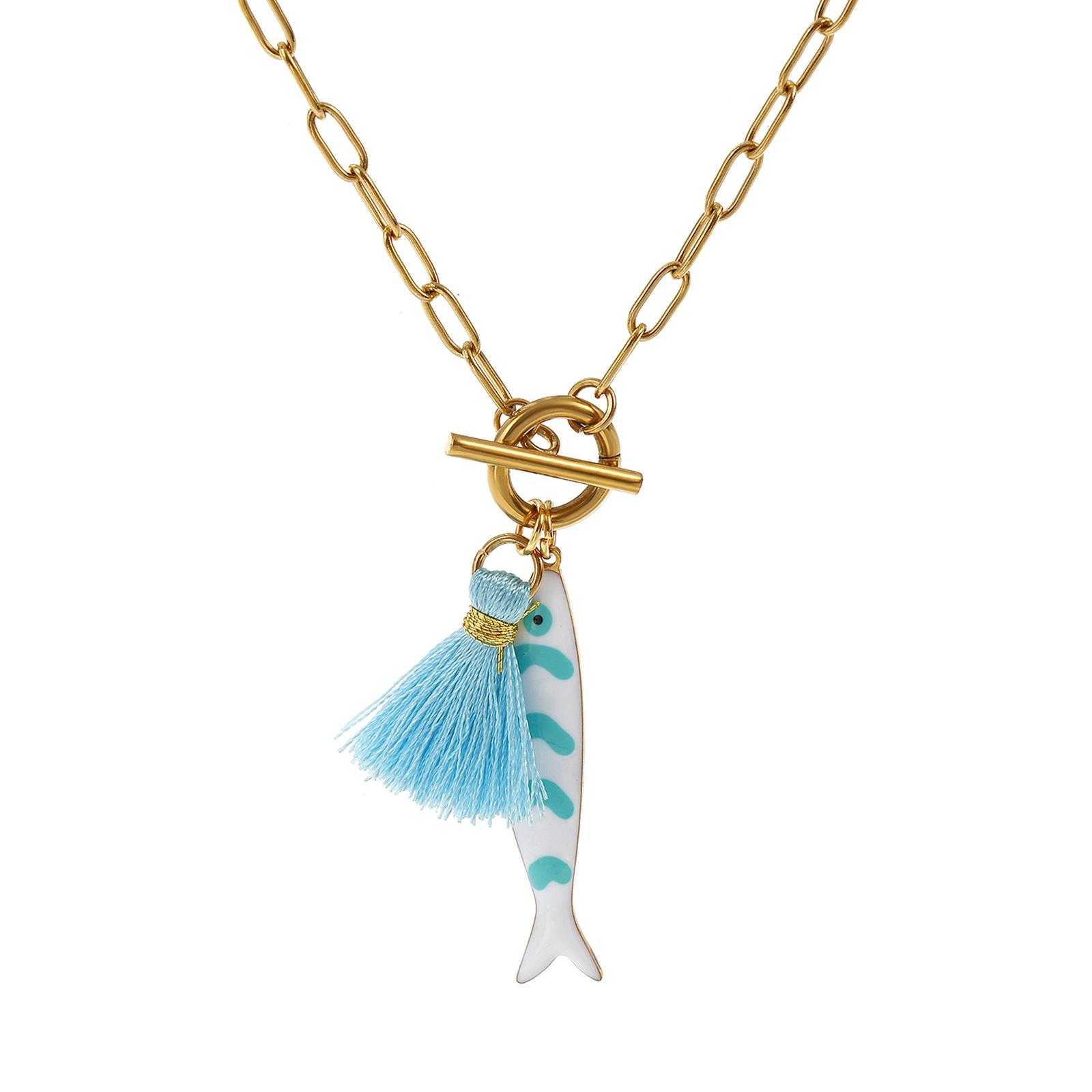 304 Stainless Steel Fish Pendant Charm Necklace 18K Gold Plated Paperclip Link Chain Tassel Double-sided Enamel Ocean Jewelry білий
304 Stainless Steel Fish Pendant Charm Necklace 18K Gold Plated Paperclip Link Chain Tassel Double-sided Enamel Ocean Jewelry білий