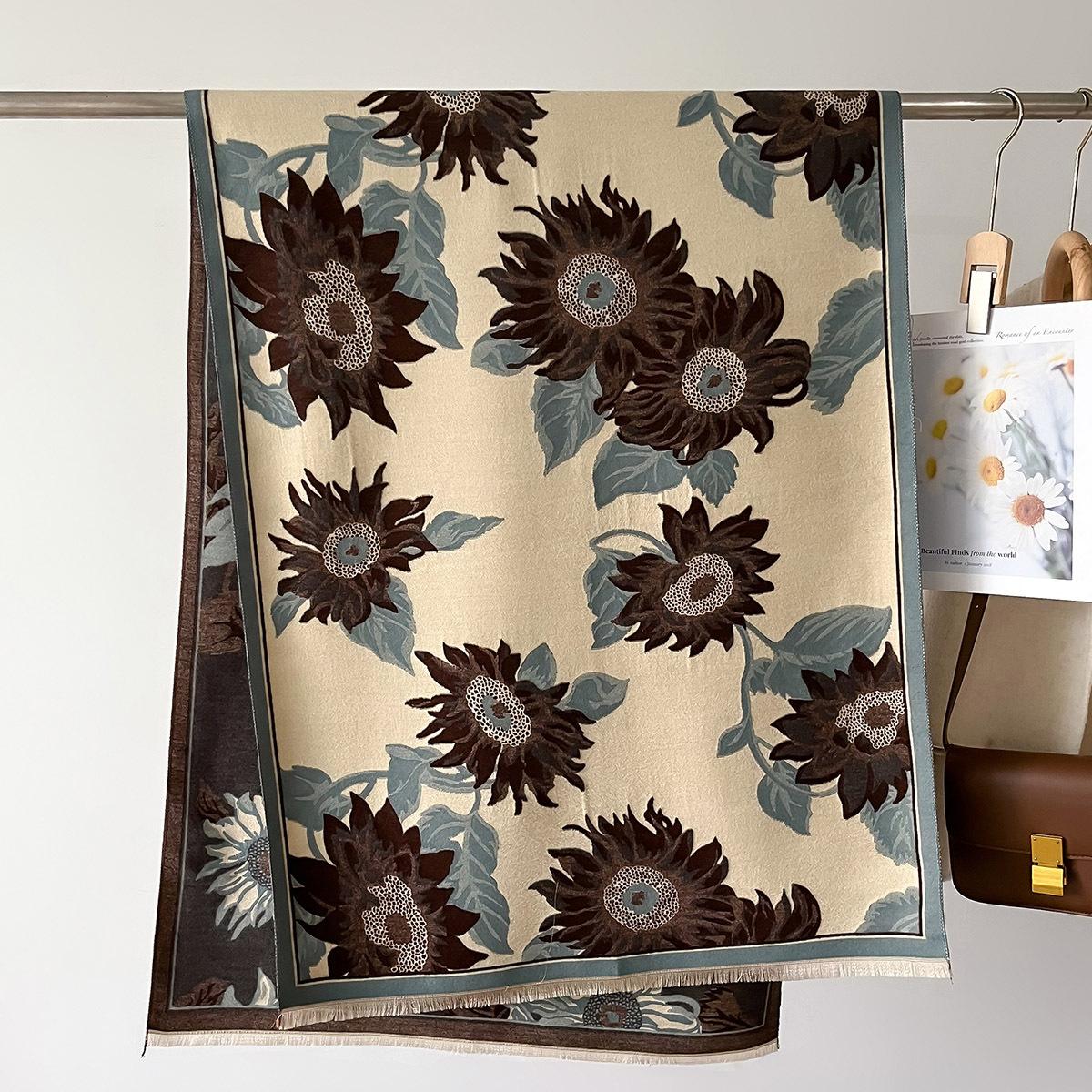 Шарф женский осенне-зимний подсолнух шаль теплый ветрозащитный кондиционер одеяло премиум шарф дорожный плащ 66*186cm