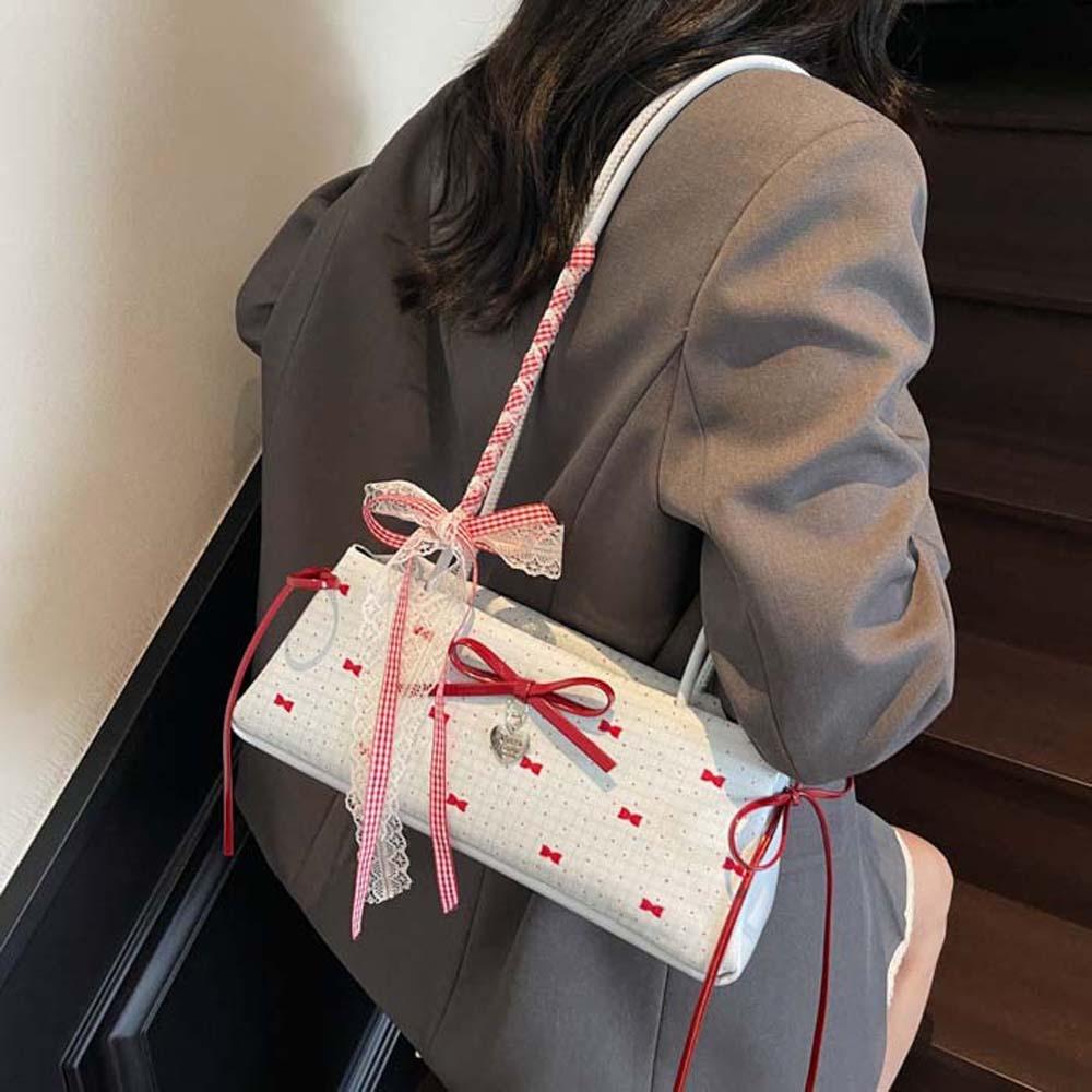 Lace Ribbon French Stick Handbag Contrast Color Underarm Bags All-match Bow PU Shoulder Bag Women красный
Lace Ribbon French Stick Handbag Contrast Color Underarm Bags All-match Bow PU Shoulder Bag Women красный