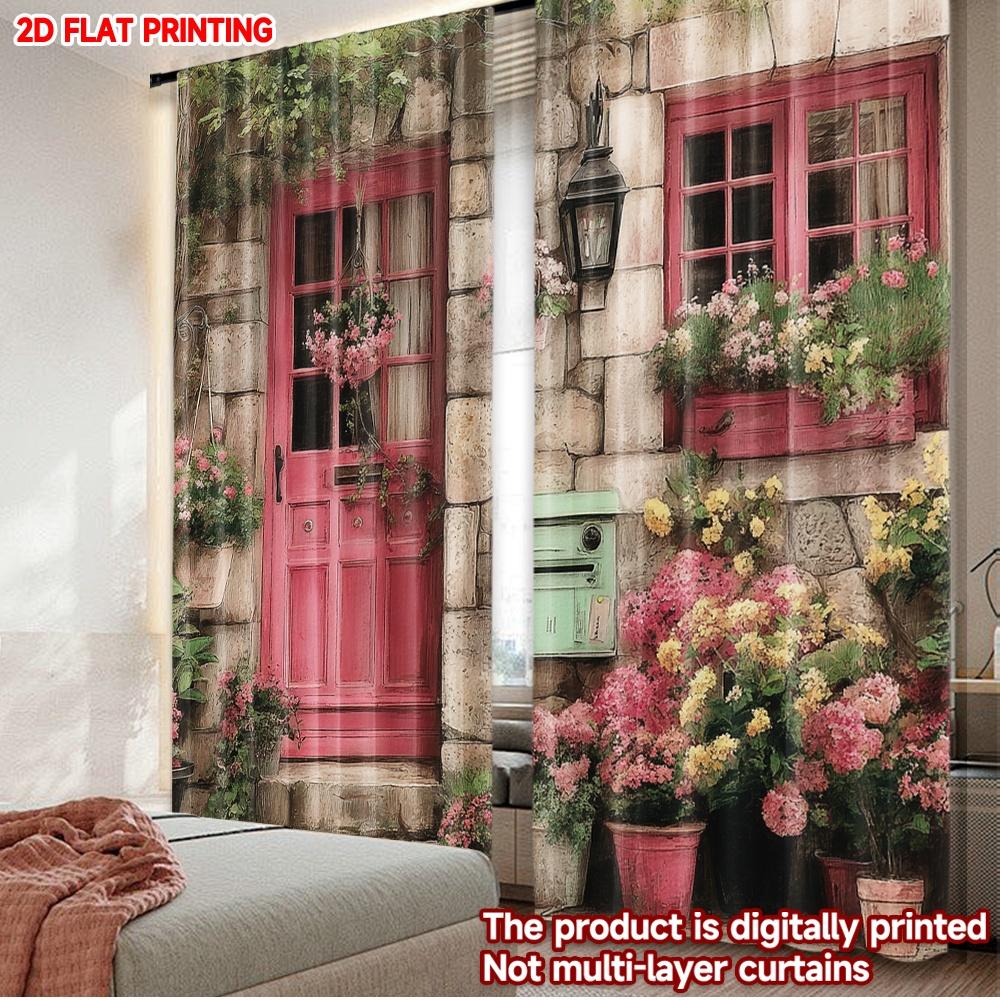 Set Of 2 Pink House Floral Curtains Digital Printing Stone Wall Colorful Flowerpots Blue Door Window Cozy Bedroom Decor Curtain Polyester Perfect For W100*H70(CM)-Hooks&1PCS
Set Of 2 Pink House Floral Curtains Digital Printing Stone Wall Colorful Flowerpots Blue Door Window Cozy Bedroom Decor Curtain Polyester Perfect For W100*H70(CM)-Hooks&1PCS